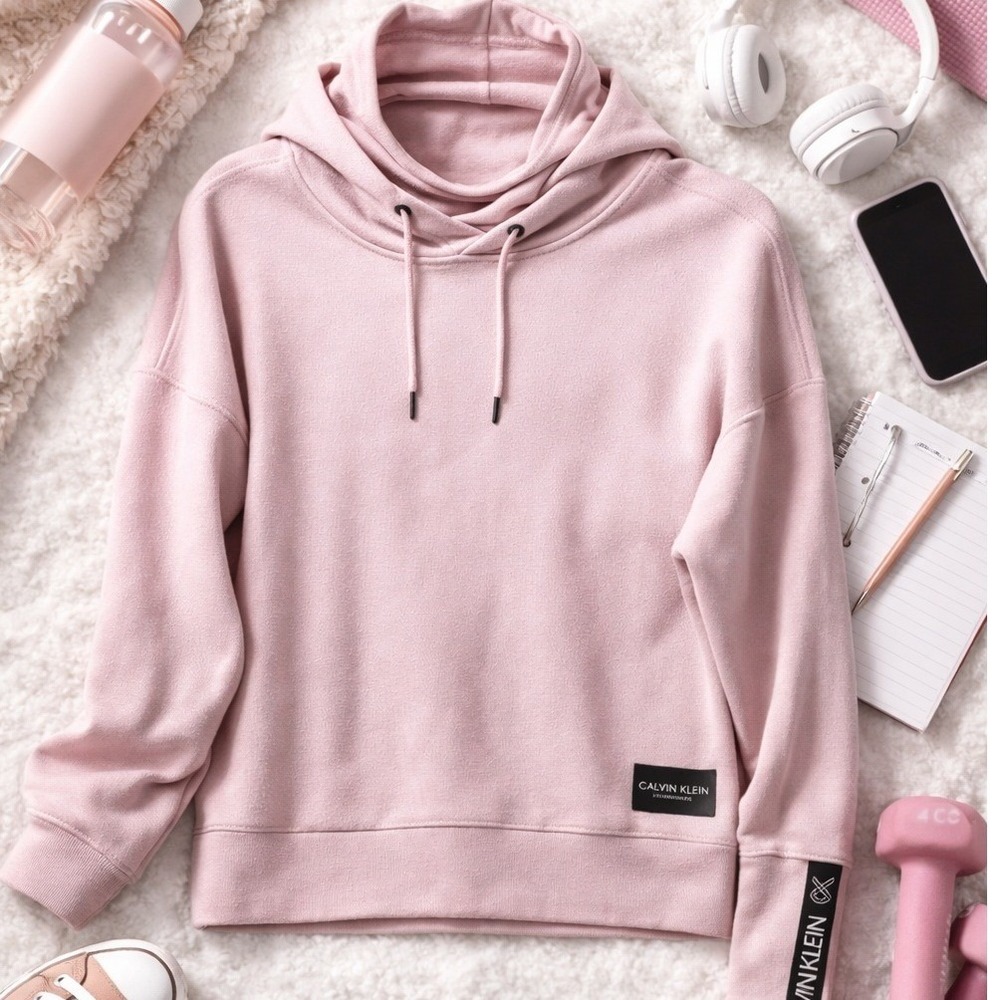 Calvin Klein/Light Pink Textured Women's Hoodie/Size‎ Medium